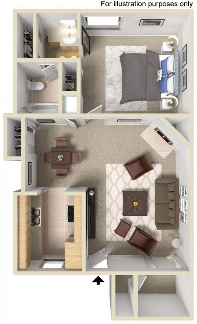 1x1 Floor Plan l The Hills Apartments in Orangevale, CA